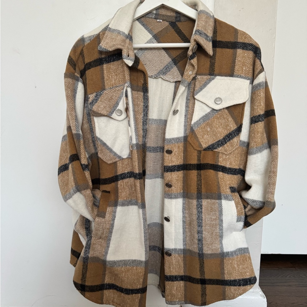Plaid Button-Up Jacket